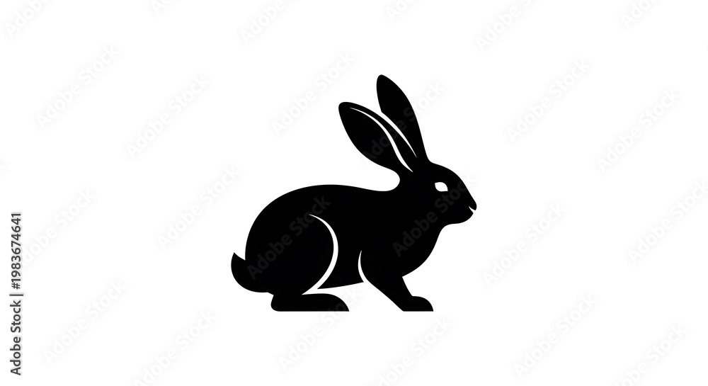 Obraz premium Rabbit silhouette icon on white background
