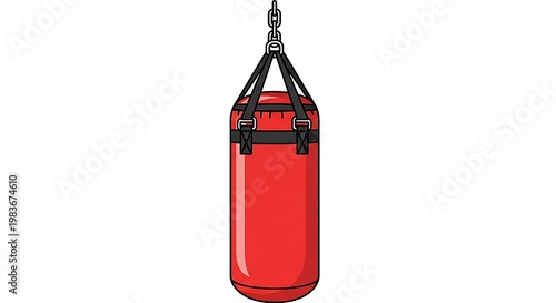 Red punching bag icon for boxing workout, isolated on white background