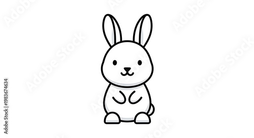 Cute rabbit icon, small pet vector illustration on white