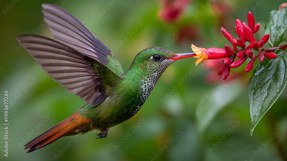 Fototapeta premium hummingbird feeding on a flower