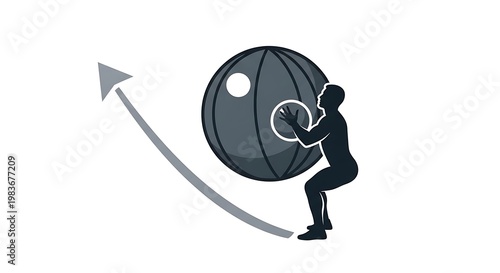 Strong Person Moving Large Heavy Weight for Strength and Power Concept