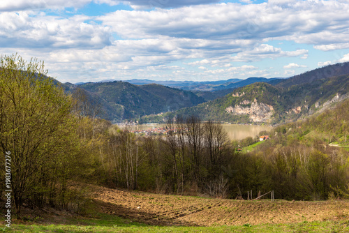 Wallpaper Mural Scenic Drina river winding through the Balkan mountains in early spring Torontodigital.ca