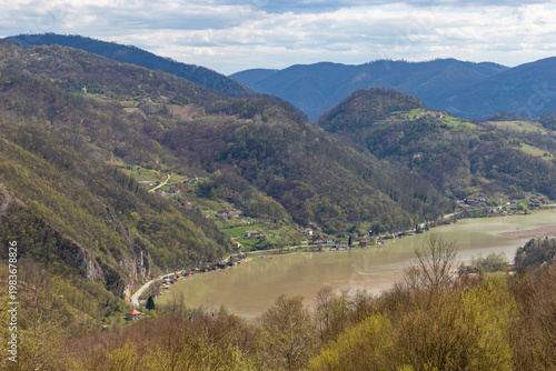 Wallpaper Mural Scenic Drina river winding through the Balkan mountains in early spring Torontodigital.ca