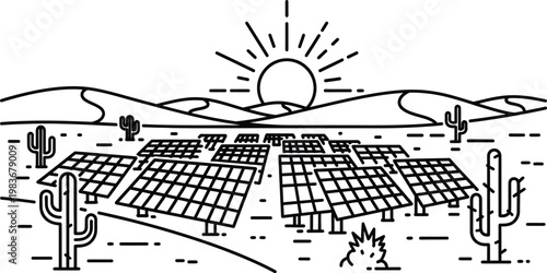 World environment day sustainable energy solutions with solar panels in a desert landscape for a greener future