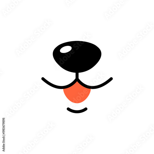 Dog tongue smile face icon. Happy puppy cat tongue face mouth cartoon cute animal vector icon.