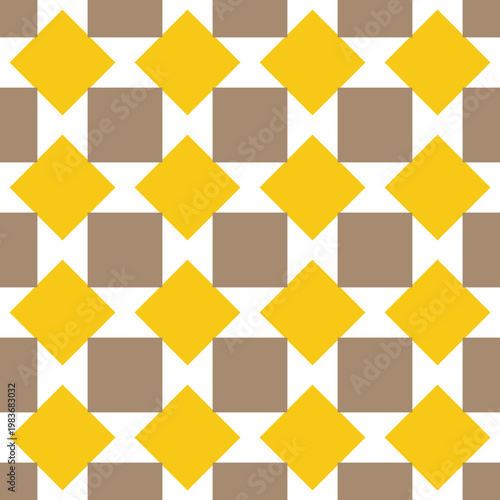 Geometric Pattern of Yellow Diamonds and Squares