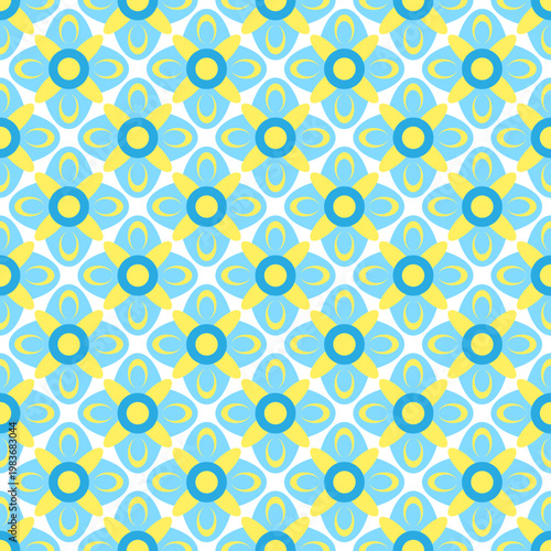 Seamless Blue and Yellow Floral Pattern