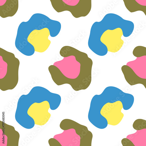Seamless pattern with hand drawn colored shapes. Vector illustration
