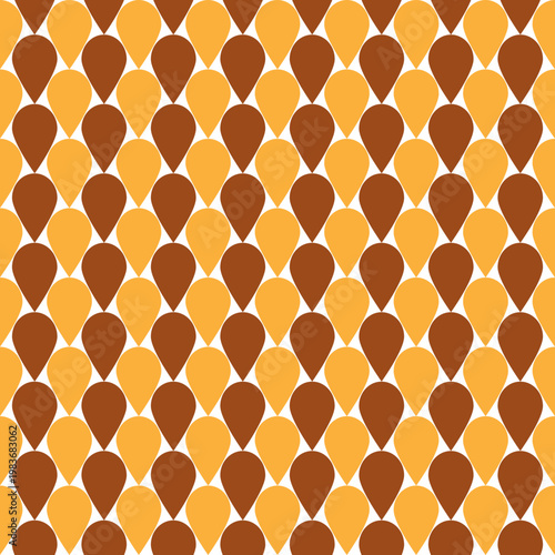 Teardrop Seamless geometric pattern in Brown and Orange