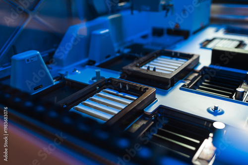 Wallpaper Mural Modern Data Center Imagery Showcasing Microchip Focus With Blue Lighting And Industrial Environment Visuals Torontodigital.ca