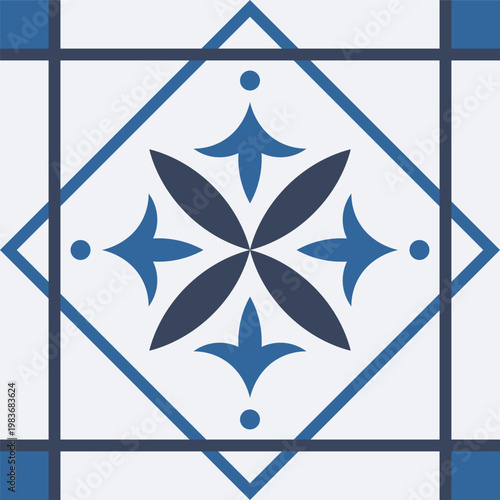 Traditional mexican and portuguese porcelain ceramic tile patterns. Azulejo, talavera mediterranean patchwork tile vector illustration set