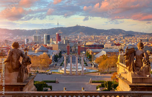 Photography Sunset over Barcelona, Spain