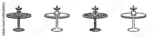 Sketch cafe table icon design set