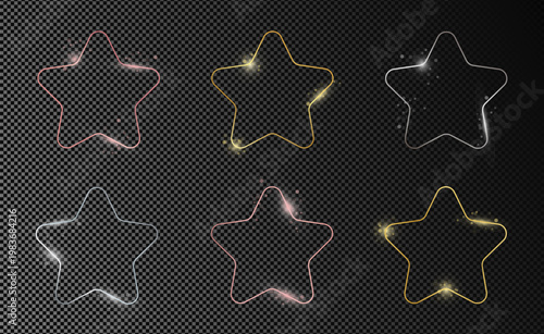 Set of six rounded star frames