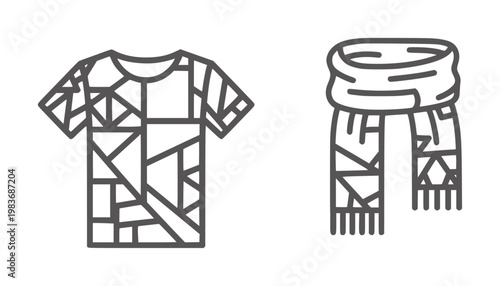 T shirt and scarf with geometric pattern