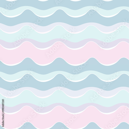  Patrón sin costuras con ondas suaves en tonos pastel creando fondo calmado.
