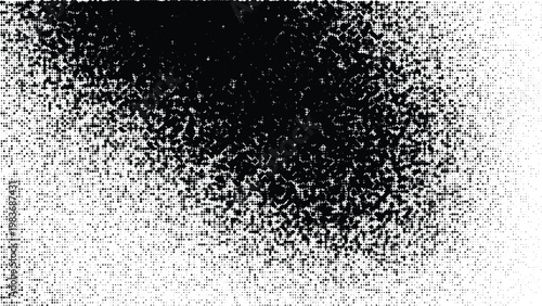 Distressed stipple texture background, black and white grainy spray paint effect, vintage halftone noise vector for grunge graphic design