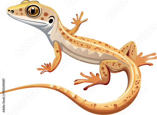Realistic Gecko Crawling Full Body with Detailed Skin Texture