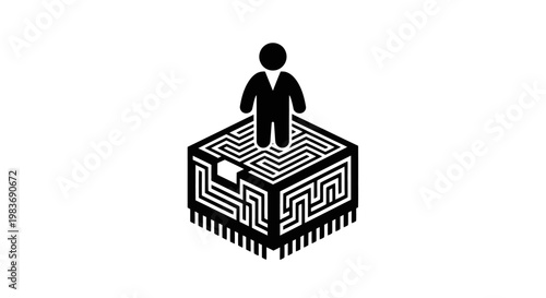 Person standing on a maze chip.