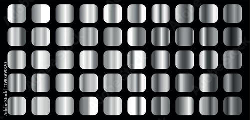 Collection of silver gradient button styles for web design