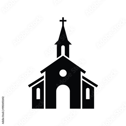 Church building icon minimalist silhouette vector