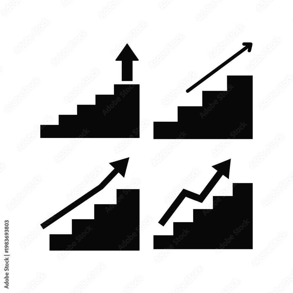 Fototapeta premium Business growth staircase icon for career success