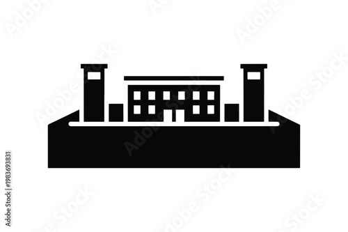 Prison building icon for law system