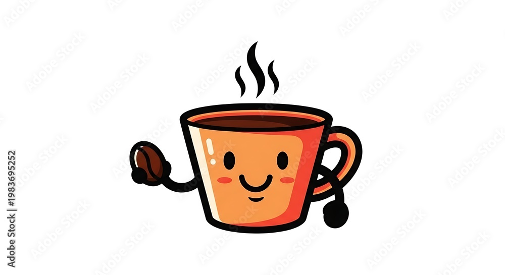 Fototapeta premium A hot cup of espresso with rising steam and a rich aroma in a brown cafe vector illustration design