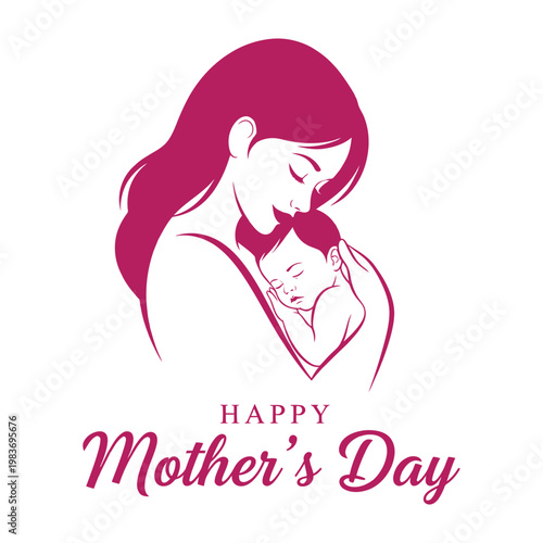 Mother's day illustration a tender moment of love and care