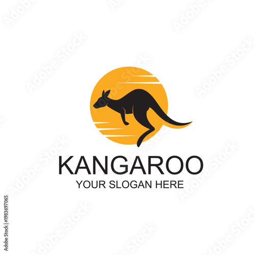 icon with jumping kangaroo isolated on white background