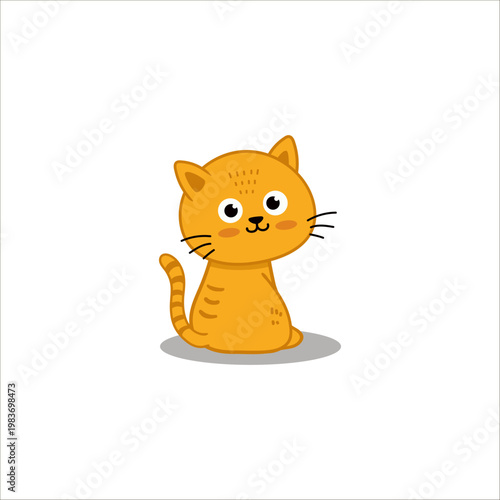 red cartoon cat sits on a white background. Cute ginger kitten in flat style for postcard, banner, web, design, arts. Vector illustration
