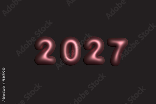 Vibrant pink 2027 luminous lettering on a black background