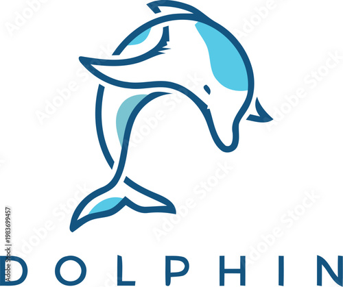 Silhouette vector illustration of dolphin with ocean animals swimming in marine sea life design icon style