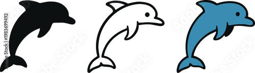 Silhouette illustration of a  dolphin in a simple vector design