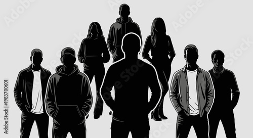 Diverse Group Silhouette of People in Casual and Formal Wear