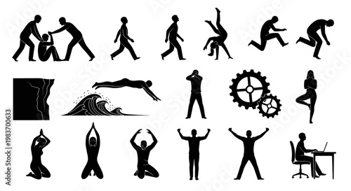 Diverse Human Silhouette Actions: Assistance, Activities, Yoga, and Office Work