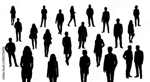 Diverse People Silhouettes Collection Showing Men and Women in Various Poses