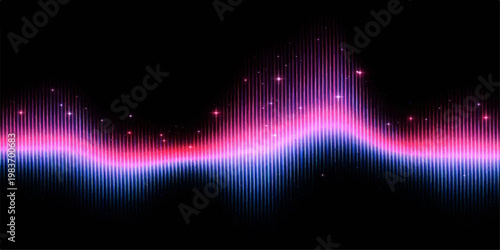 Abstract colorful background vector illustration featuring bright blue energy waves and glowing light rays in a dark space design with a rainbow motion shine