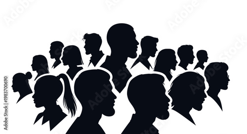 Diverse People Silhouettes Representing Society and Community Gathering