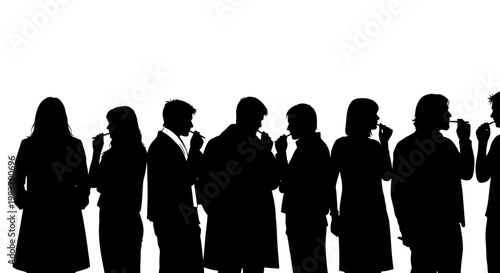 Diverse People Silhouettes Smoking Electronic Cigarettes Representing Lifestyle Choices