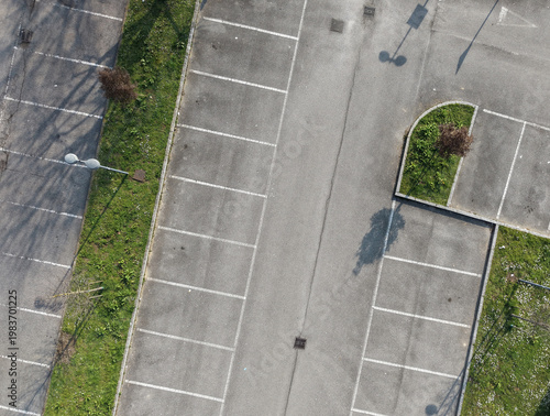 aerial view of street public parking