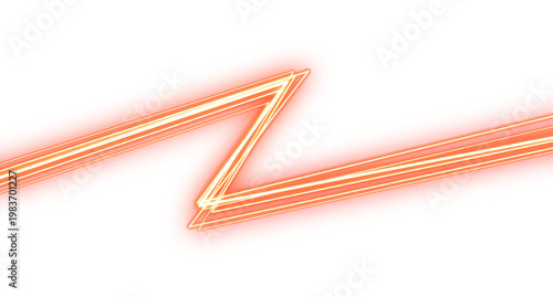 Red Neon Zig Zag Energy Light Trail Transparent Background