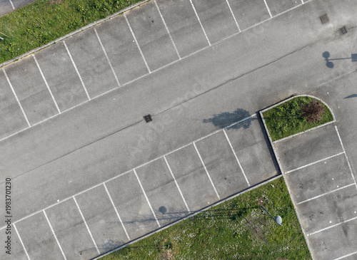 aerial view of street public parking