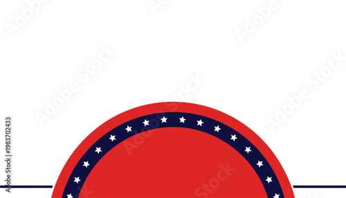 Patriotic semicircle banner with stars and stripes USA themed background