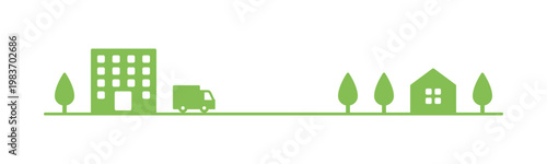 シンプルで使いやすい配送トラックの図案・黄緑色