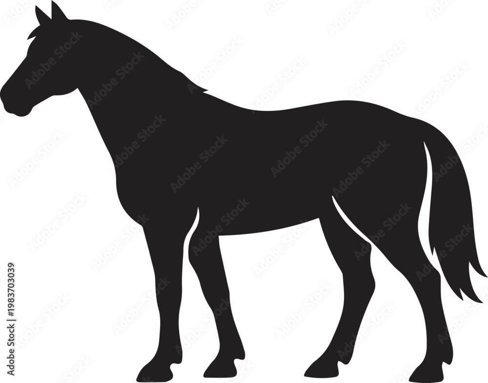 Obraz premium graceful black and white horse silhouette isolated on white background vector illustration