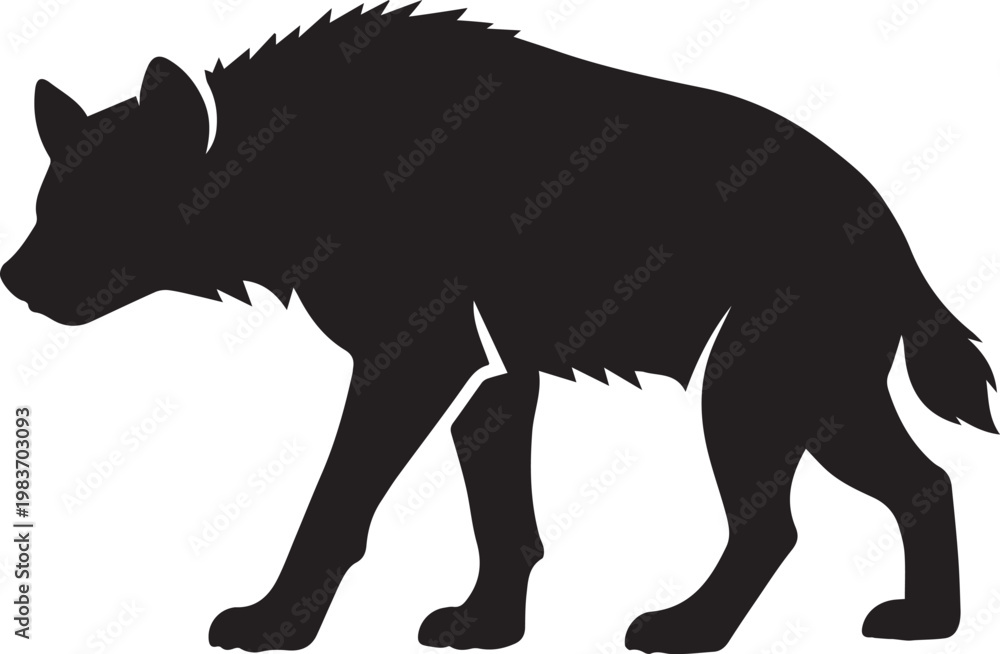 Fototapeta premium minimalist black and white hyena silhouette vector illustration isolated on white background