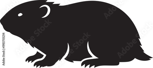 black lemming arctic rodent animal silhouette vector illustration