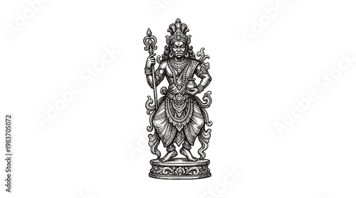 Intricate Depiction of Hindu God Rama