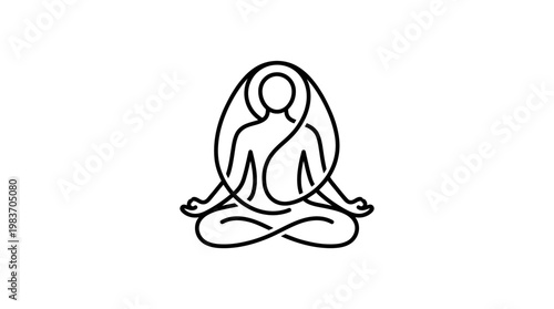 Minimalist Line Art of a Meditating Figure